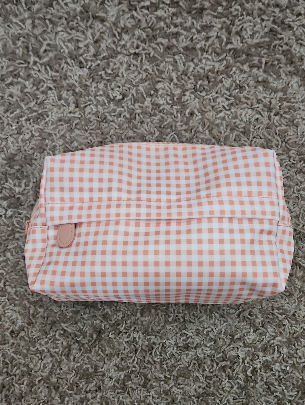 Go-To Peach and White Gingham Cosmetic Pouch